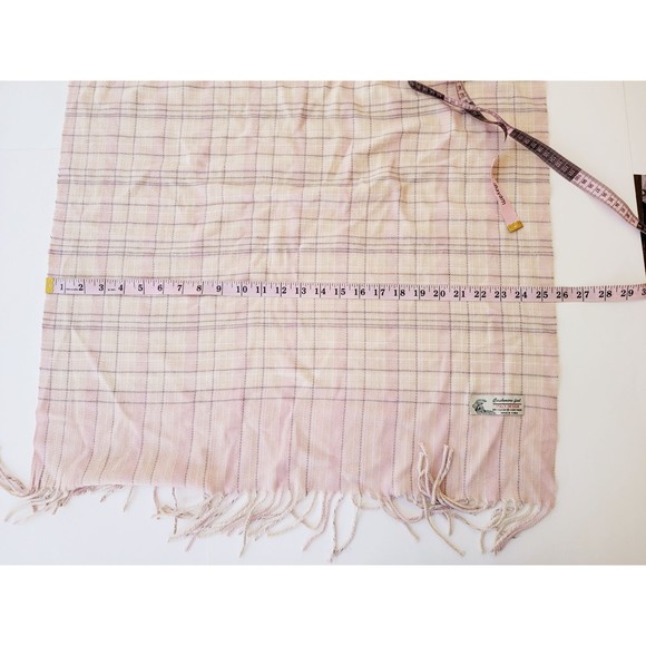 Women's Long Fringe Pink Gray Plaid Super Soft 72 x 26" Winter Scarf - Picture 3 of 3